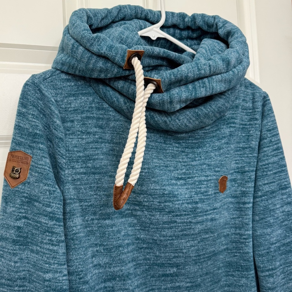 Naketano Hoodie Teal Brave New Word Owl Women’s Large - Picture 4 of 11